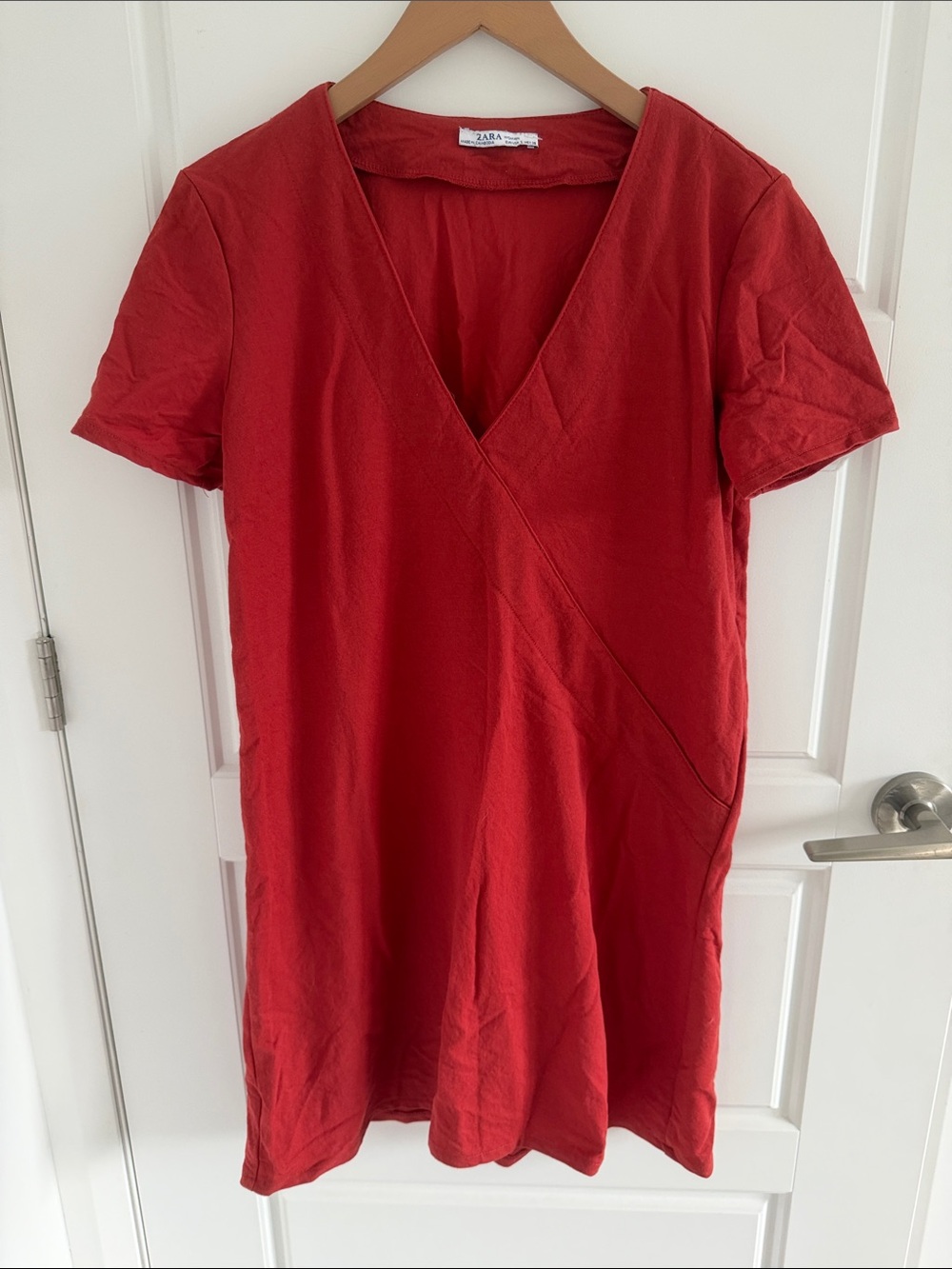 ZARA Burnt Oranfe Short Sleeve Tunic Dress S